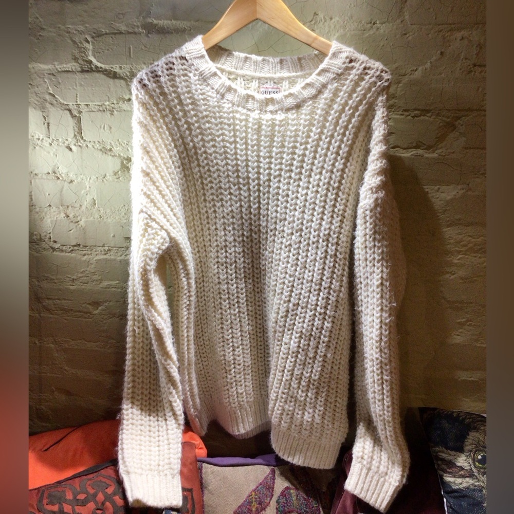 NEW! GUESS Cozy Chunky Knit Women's Sweater - Cream